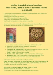 Atelier intergénérationnel de mosaîque à Anglars le 8, 9 et 10 avril