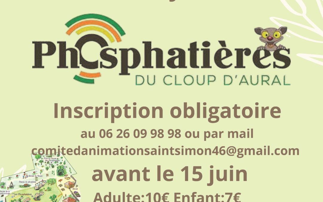 MERCREDI 2 JUILLET – ST SIMON – Escapade “Phosphatières du Cloup d’Aural”